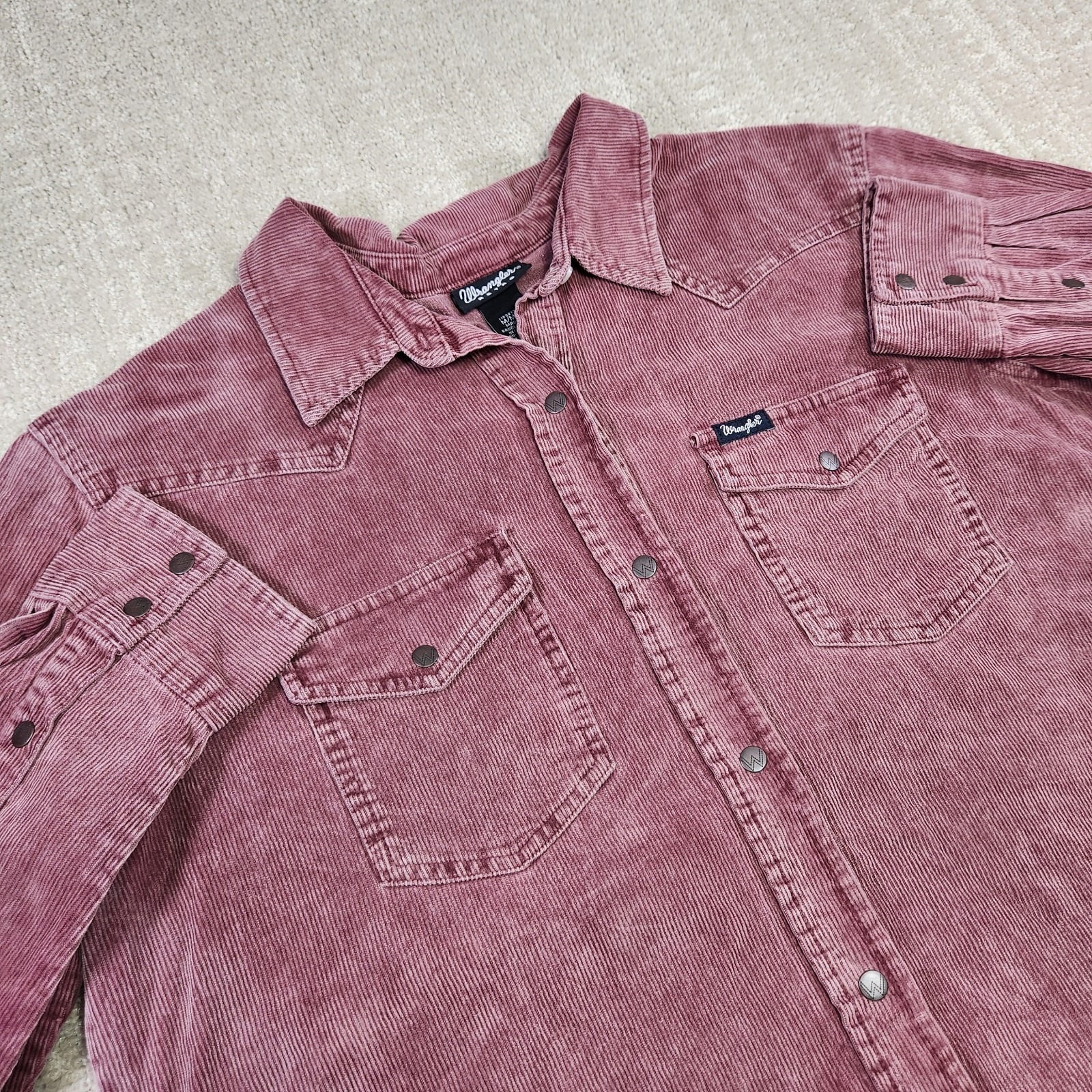 Wrangler Retro Shirt Women Medium Corduroy Snap Western Cowboy Rodeo Cotton